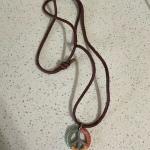 Multicolor Peace Sign Pendant Necklace